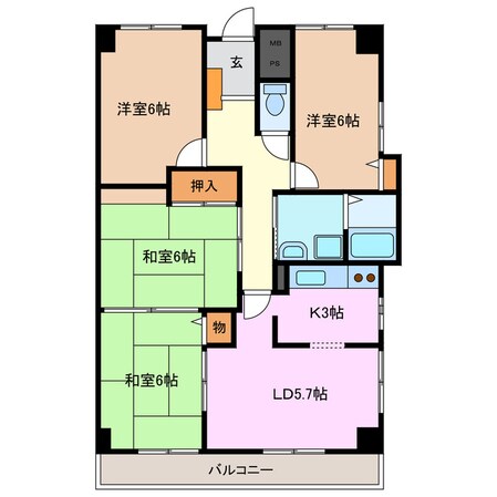 平田町駅 徒歩2分 4階の物件間取画像